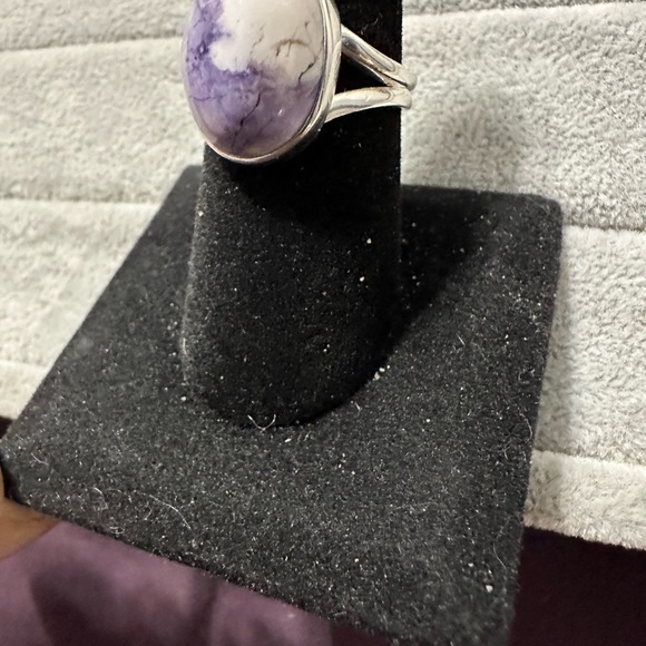 New Sterling Silver Purple Oval Morado Violet Flame Opal Ring Sz 8 Crystal - Picture 16 of 16